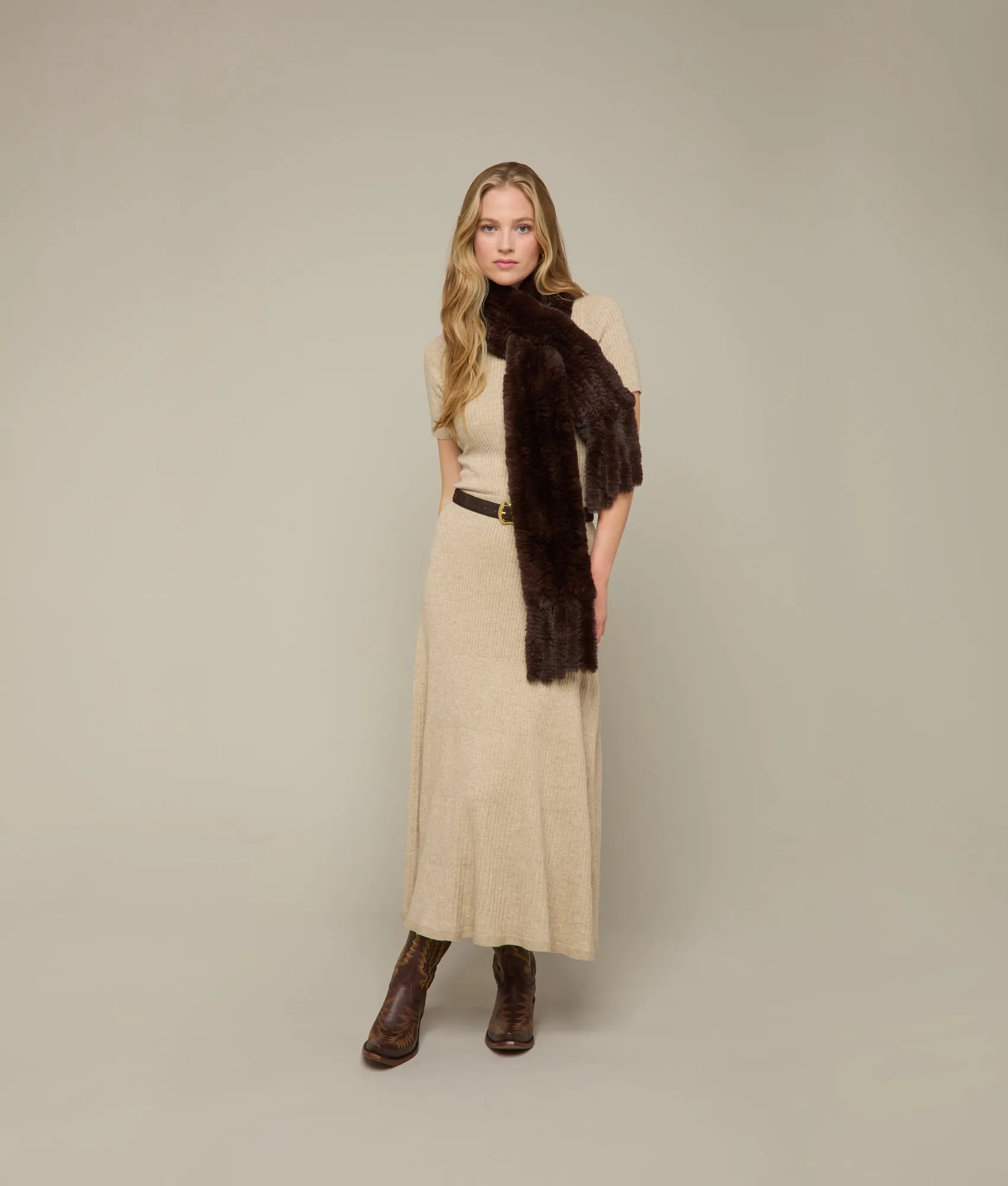 Rabbit Fur Scarf :: Brown