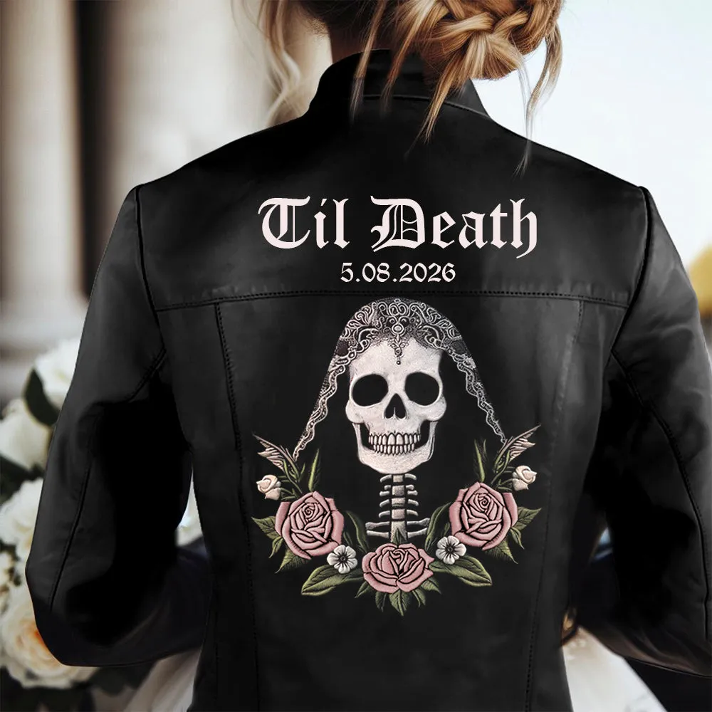 (Real Leather) Personalized Til Death Leather Jacket for Her