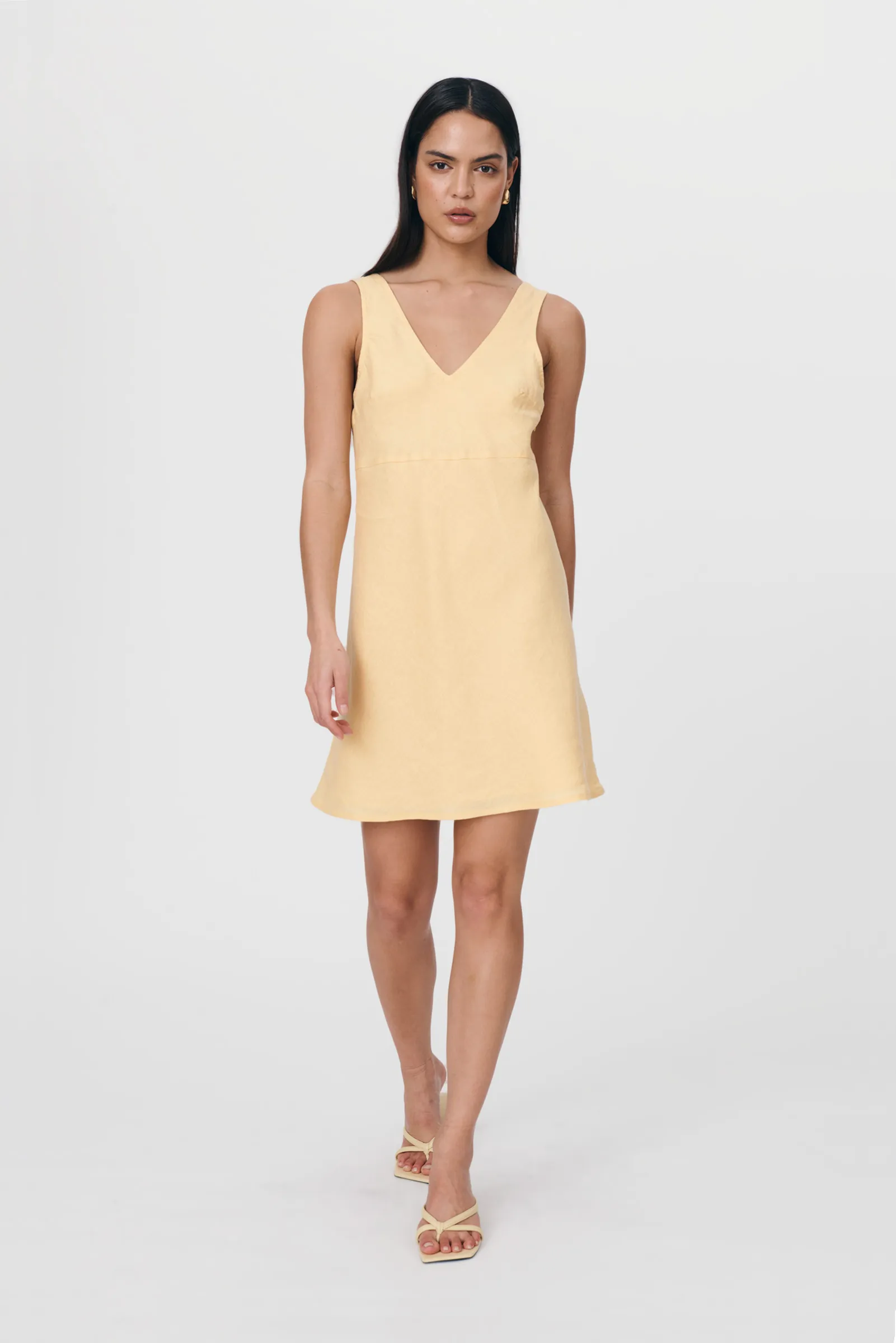 Regina Linen Mini Dress - Butter