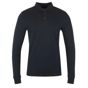 Remus Uomo Plain LS Polo Shirt in Navy