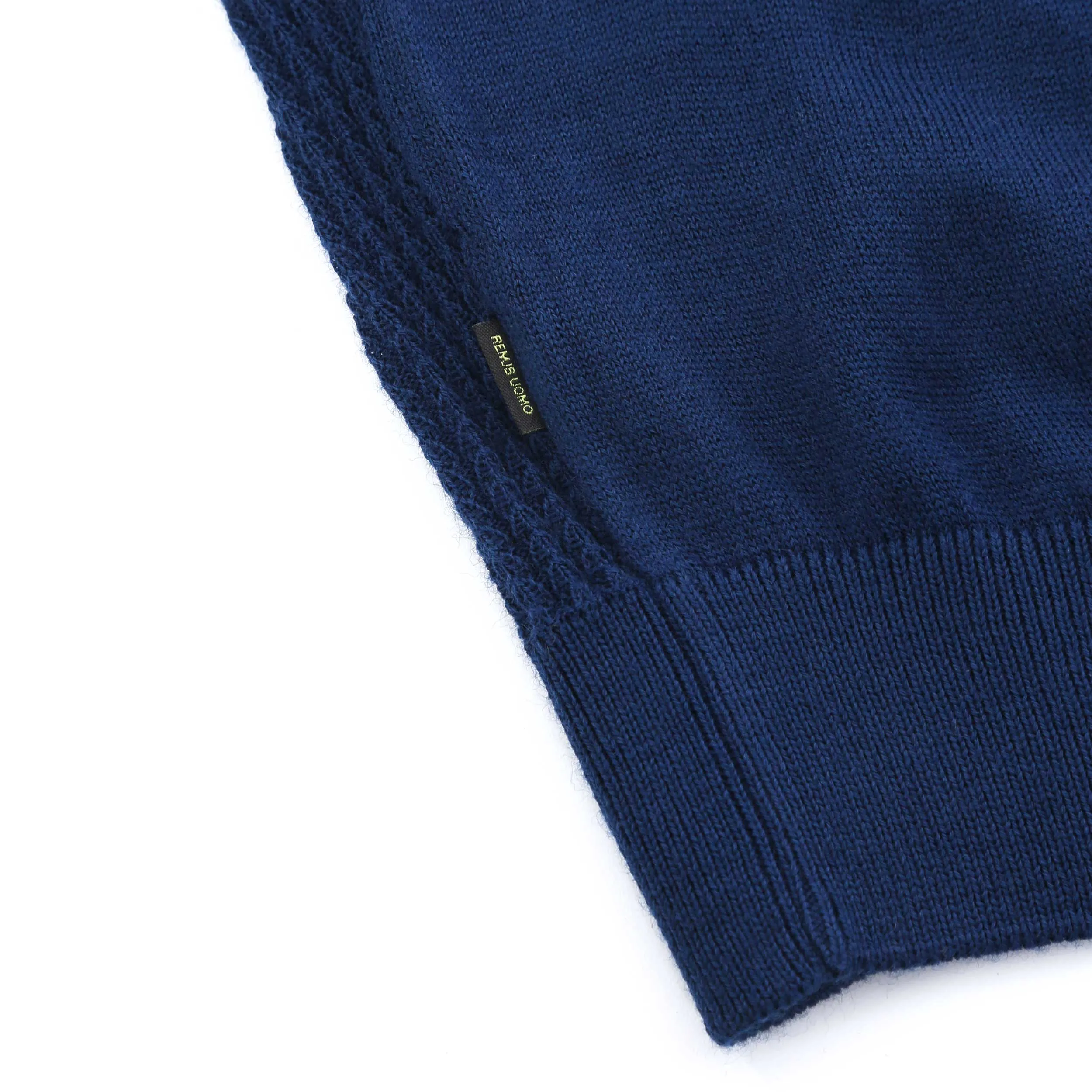 Remus Uomo Waffle Front Knitted Polo in Blue