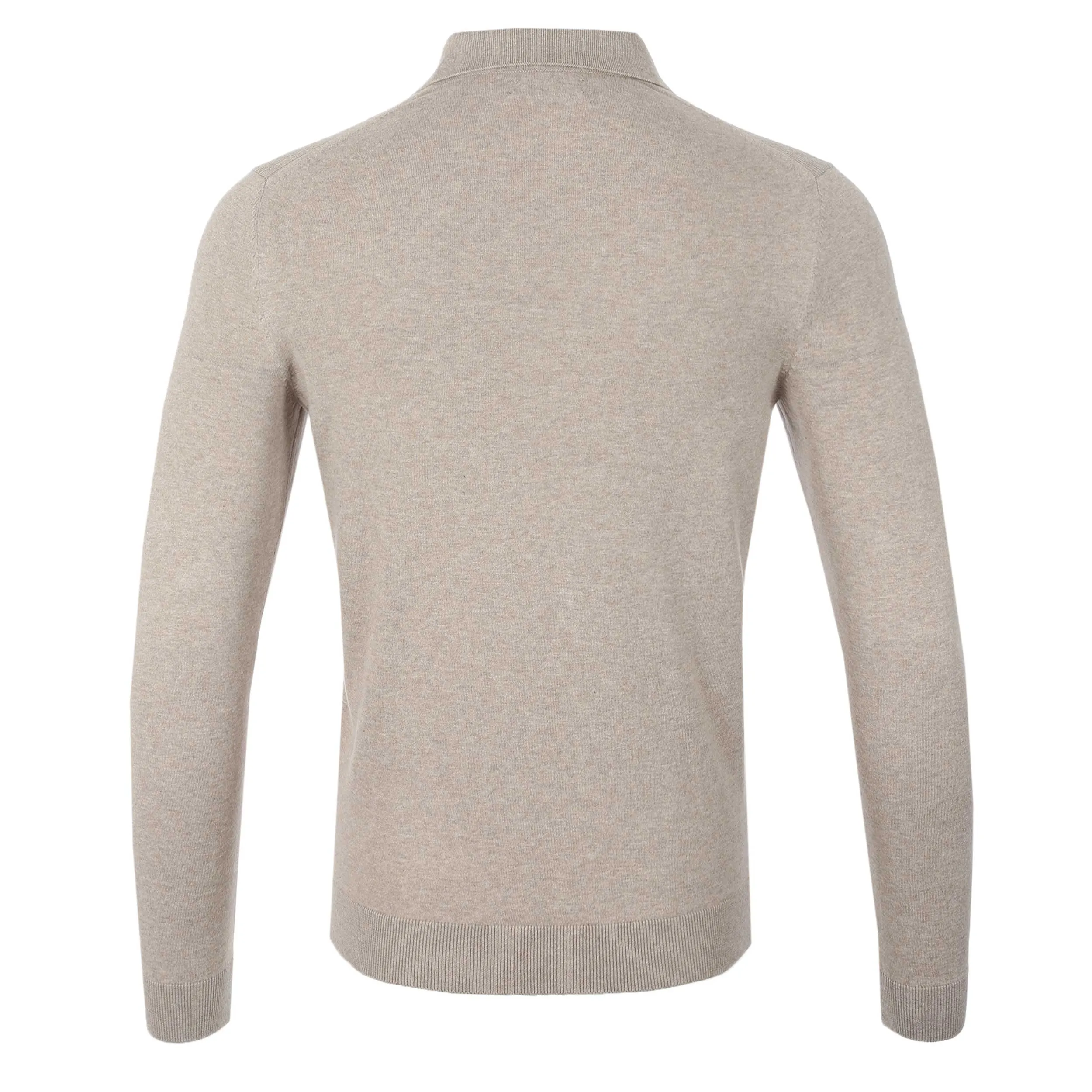 Remus Uomo Waffle Front Knitted Polo in Oatmeal