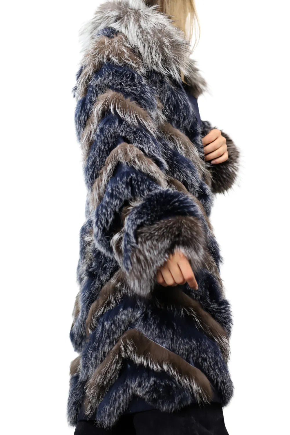 Reversible Silver/Blue Fur Jacket - La Fiorentina