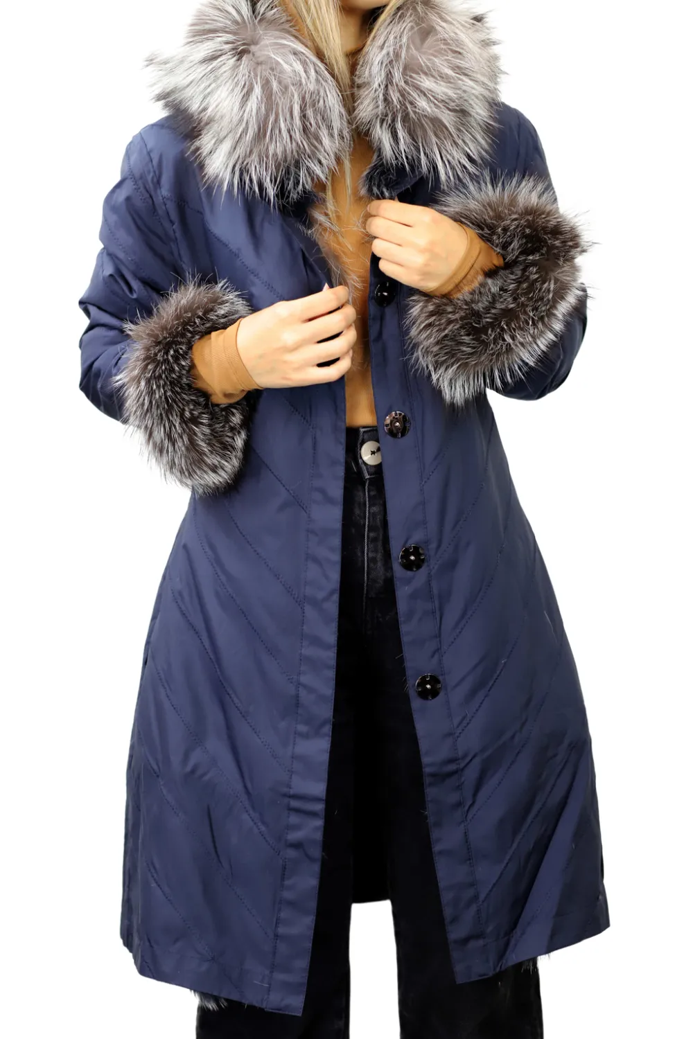 Reversible Silver/Blue Fur Jacket - La Fiorentina