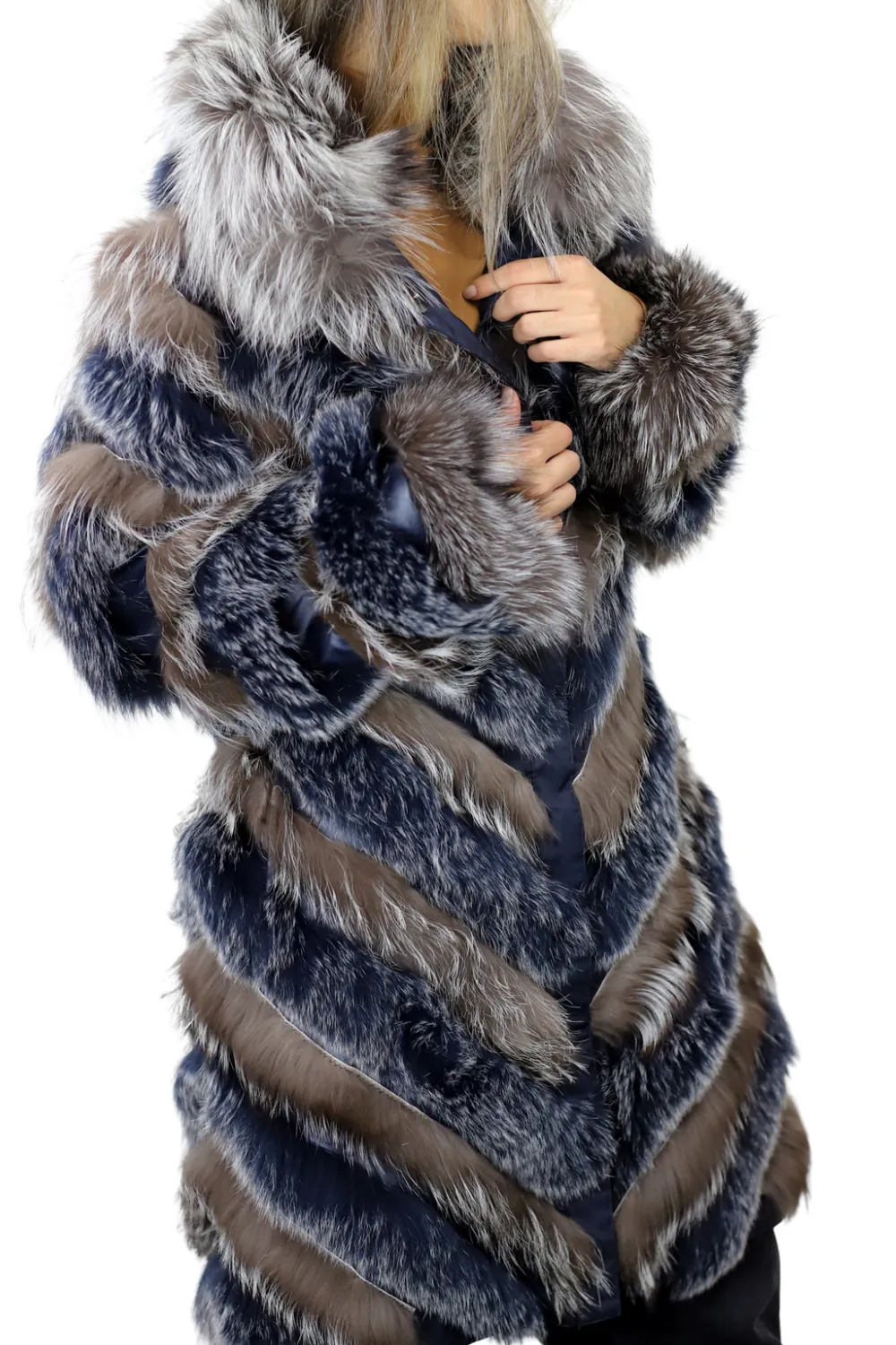 Reversible Silver/Blue Fur Jacket - La Fiorentina