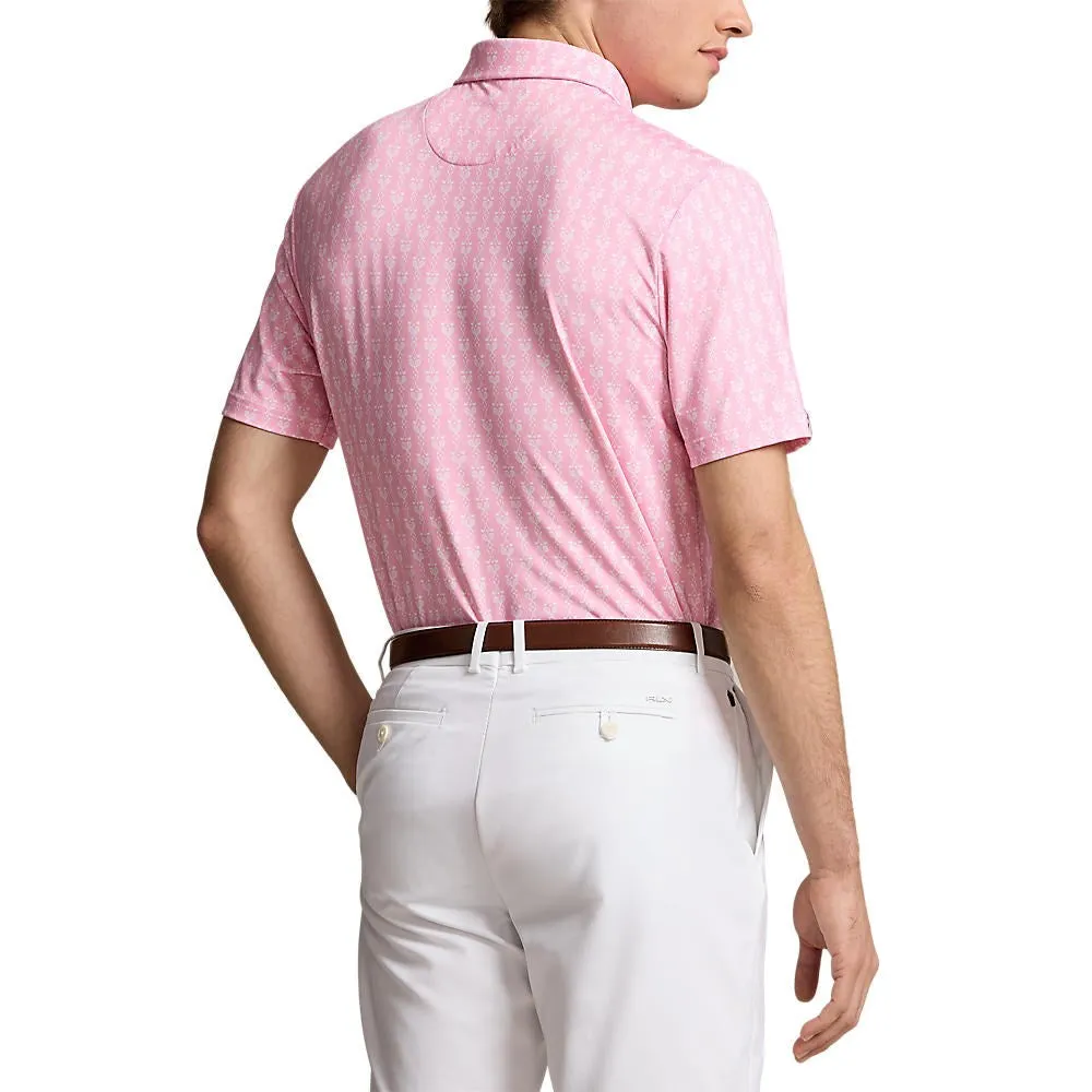 RLX Ralph Lauren Printed Lightweight Airflow Performance Golf Shirt - Flamingo Pink Clubs