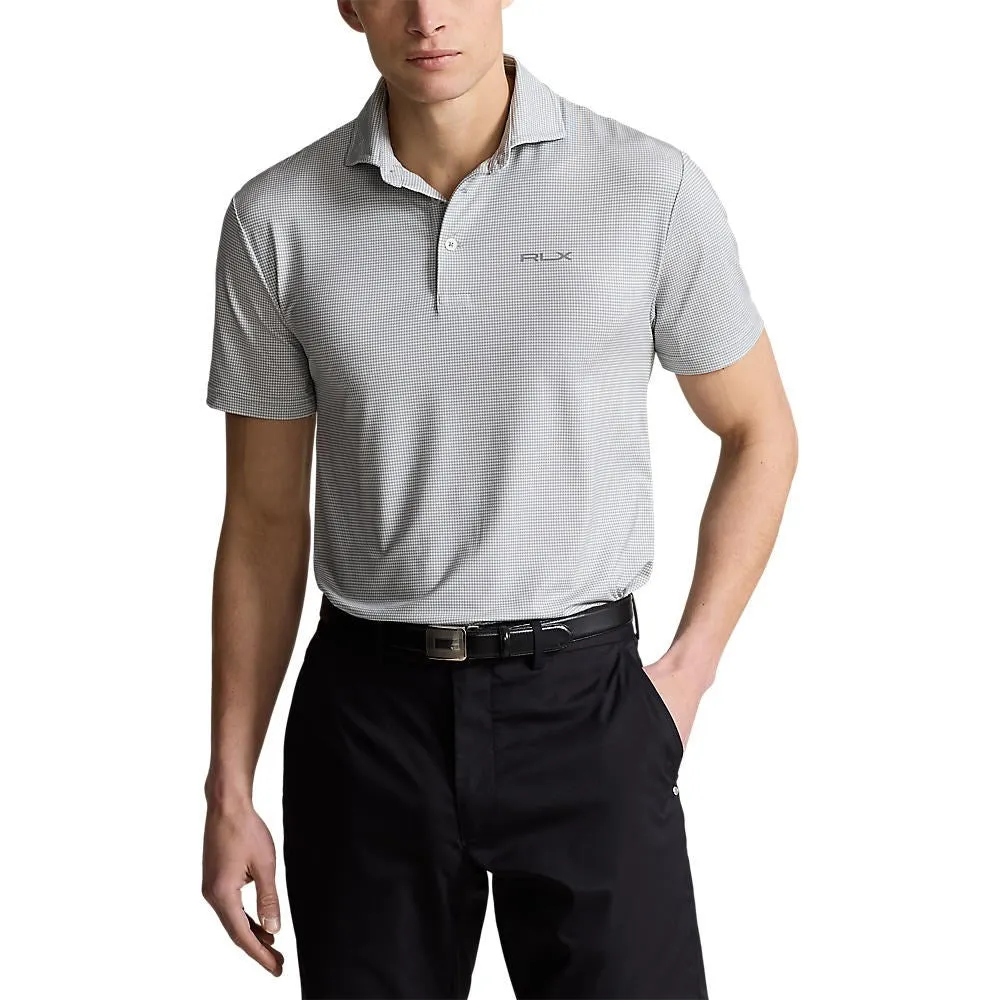 RLX Ralph Lauren Printed Lightweight Airflow Performance Golf Shirt - Peak Grey Fairway Houndstooth