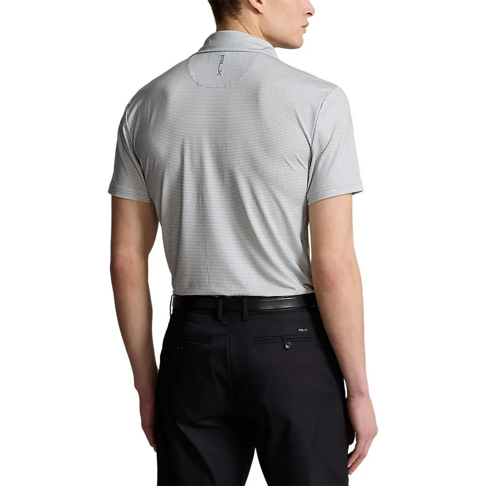 RLX Ralph Lauren Printed Lightweight Airflow Performance Golf Shirt - Peak Grey Fairway Houndstooth