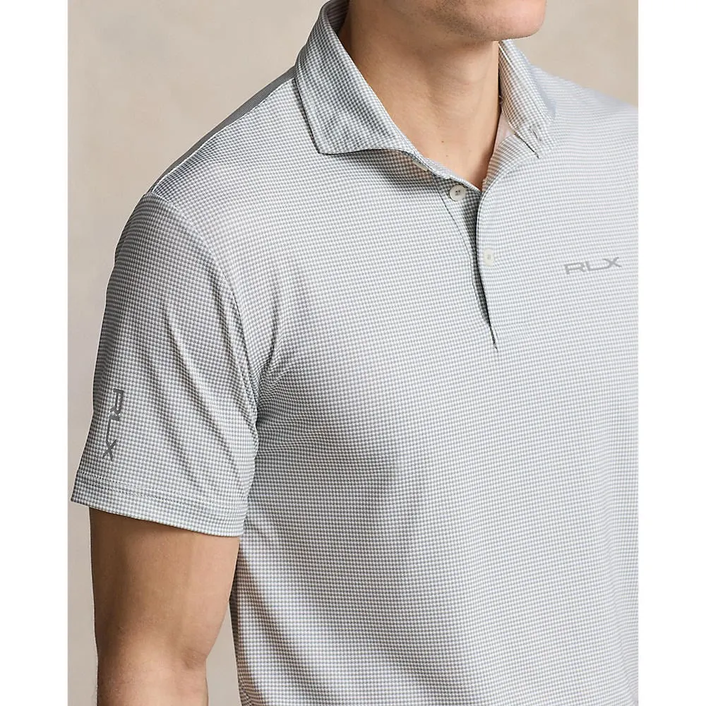 RLX Ralph Lauren Printed Lightweight Airflow Performance Golf Shirt - Peak Grey Fairway Houndstooth