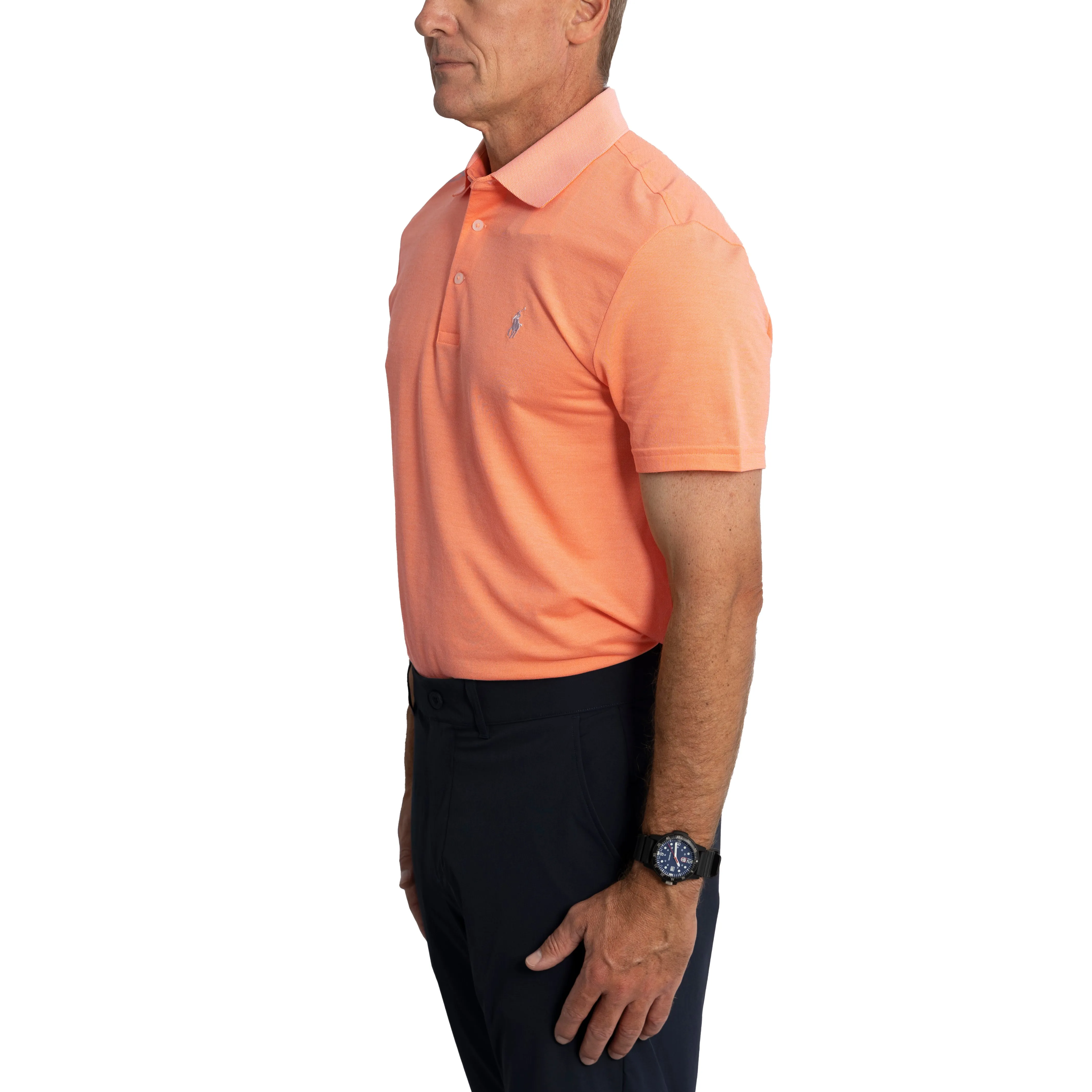 RLX Ralph Lauren Tour Pique Polo Shirt - Classic Peach/White