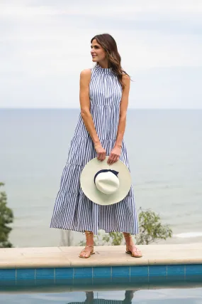 Rosalina Dress in Navy and White Classic Stripe