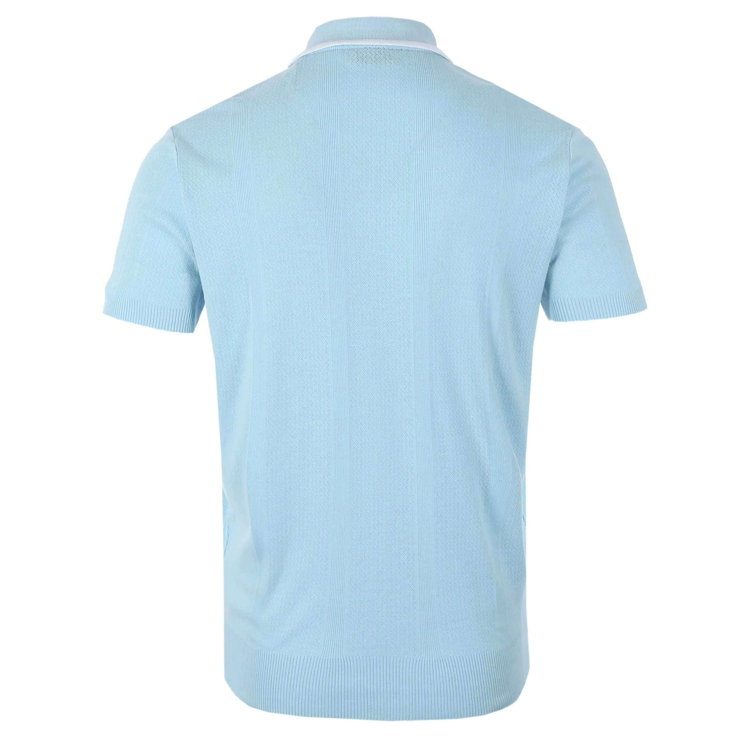 Sandbanks Jacquard Stripe Knit Polo Shirt in Crystal Blue