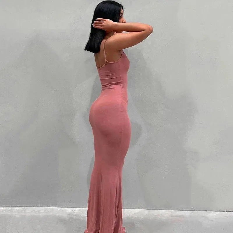 Satin Slip Sleeveless Backless Maxi Dress Women - Sundress