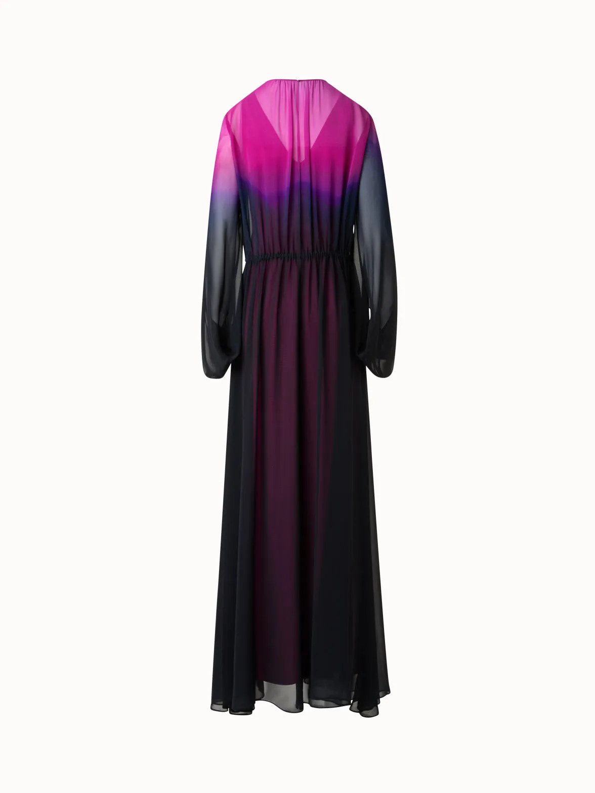 Semi-Sheer Silk Gown with Alta Magenta Print