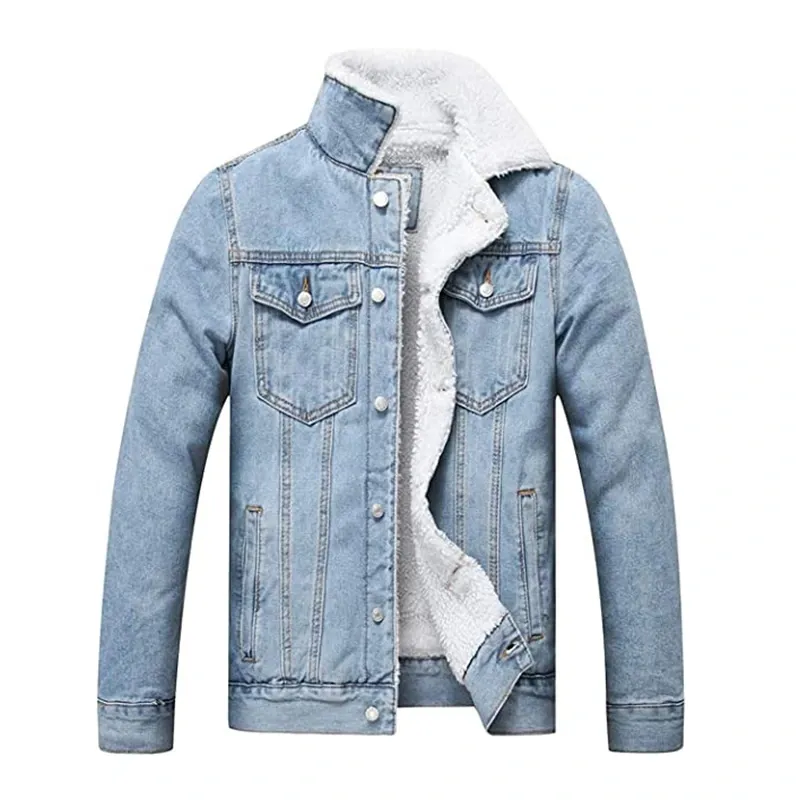 Sky Blue Sherpa Denim Jacket