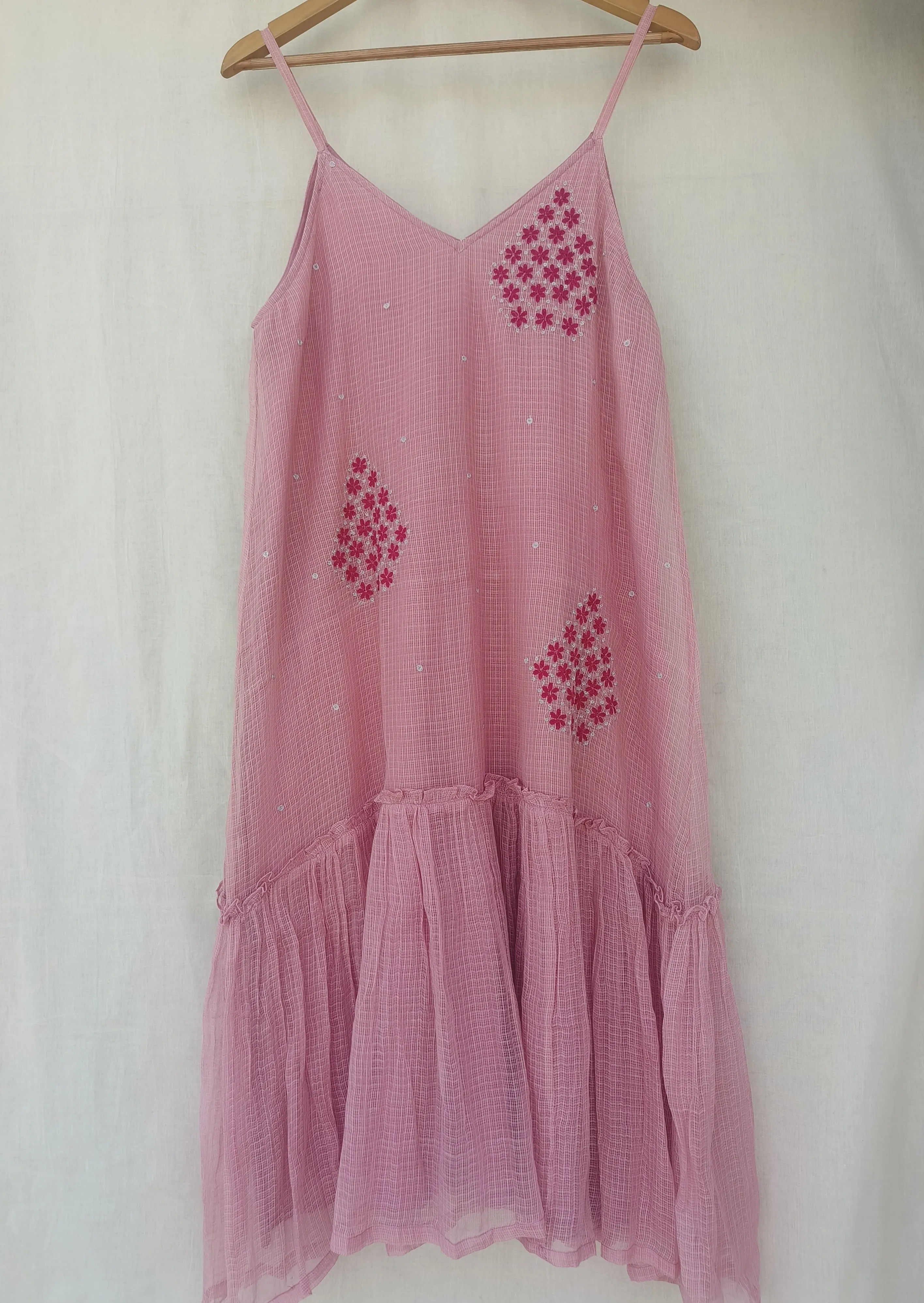 Sorbet Tiered Slip dress w/ Embroidery