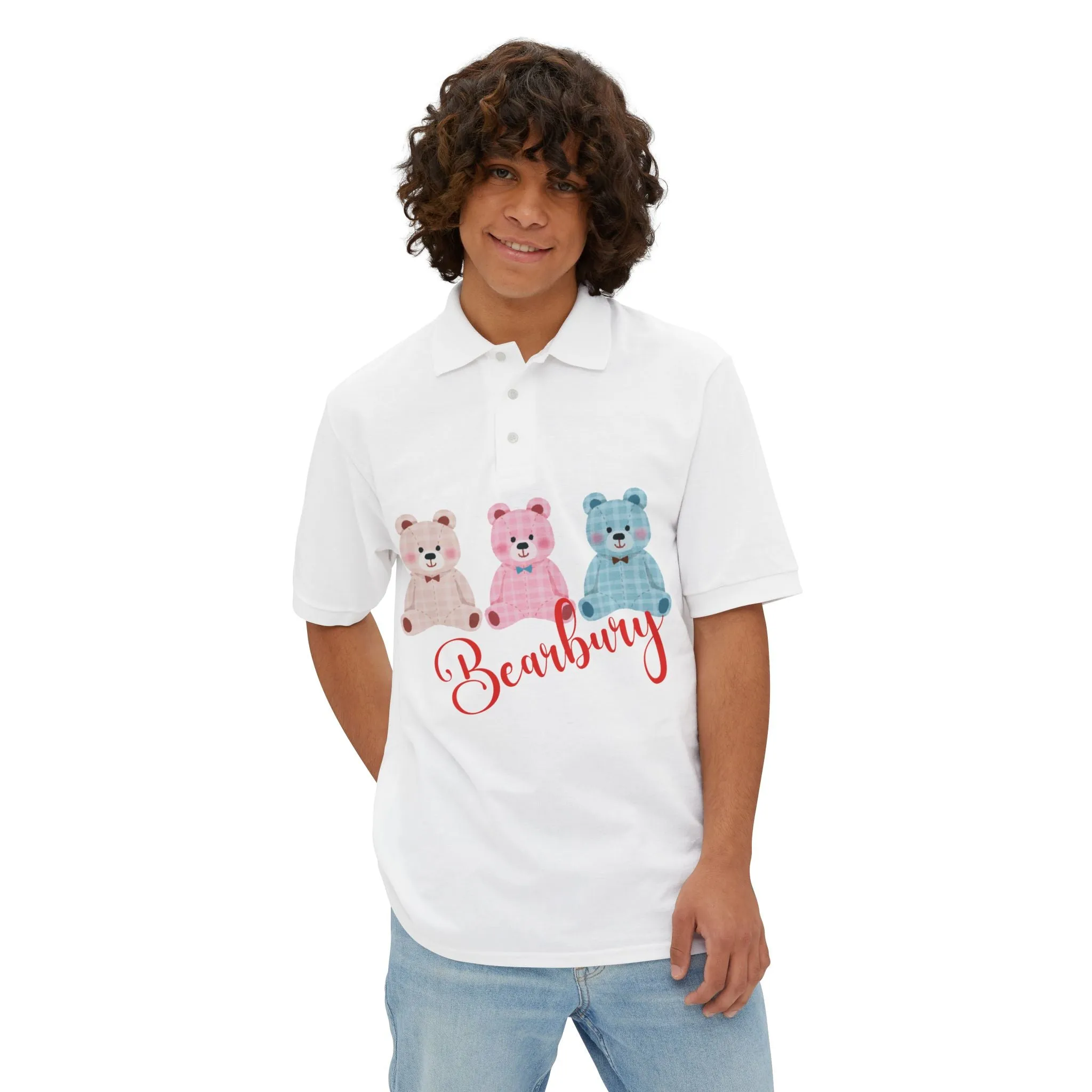 Sporty Polo T-Shirt with Cute Stylish Bear Graphic – Men Active wear