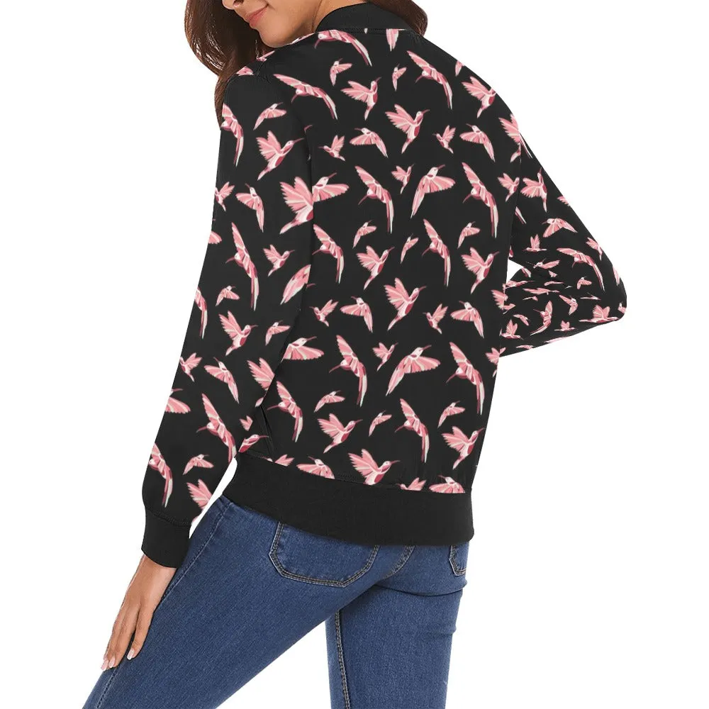 Strawberry Black Bomber Jacket for Women