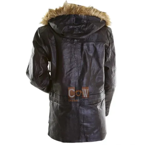 Swedish Bomber Classic Leather Hoodi Coat