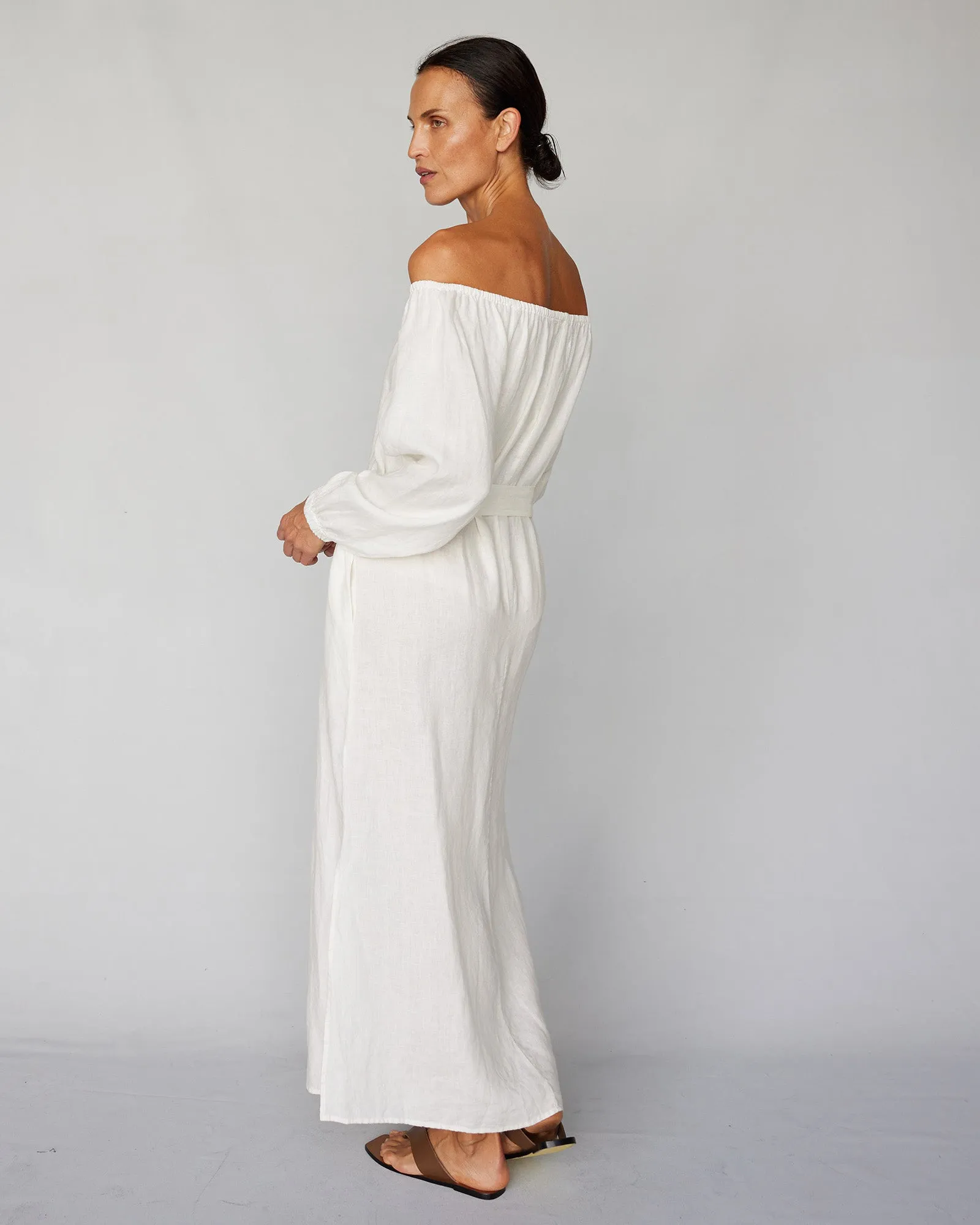 Tala Linen Maxi Dress - White