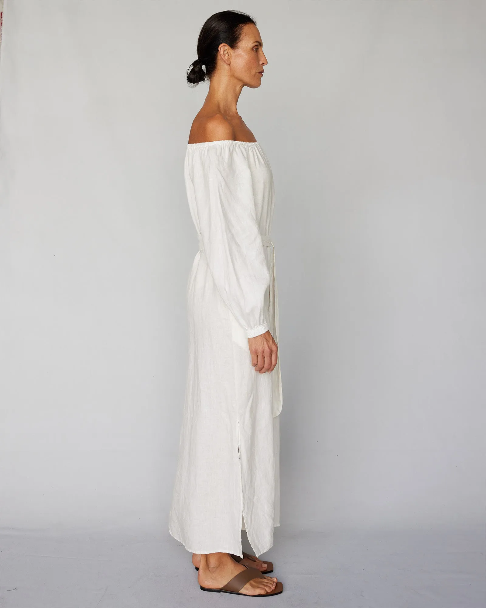 Tala Linen Maxi Dress - White