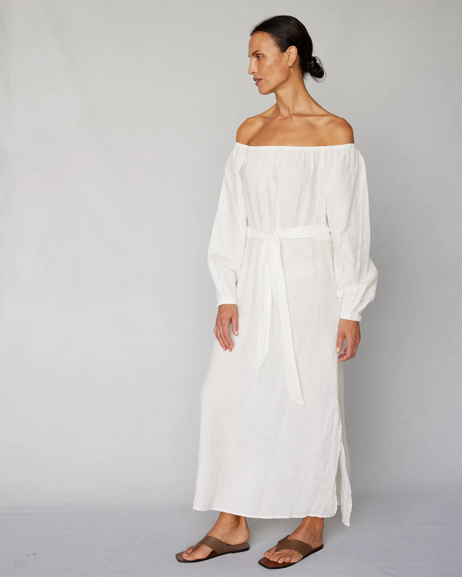 Tala Linen Maxi Dress - White