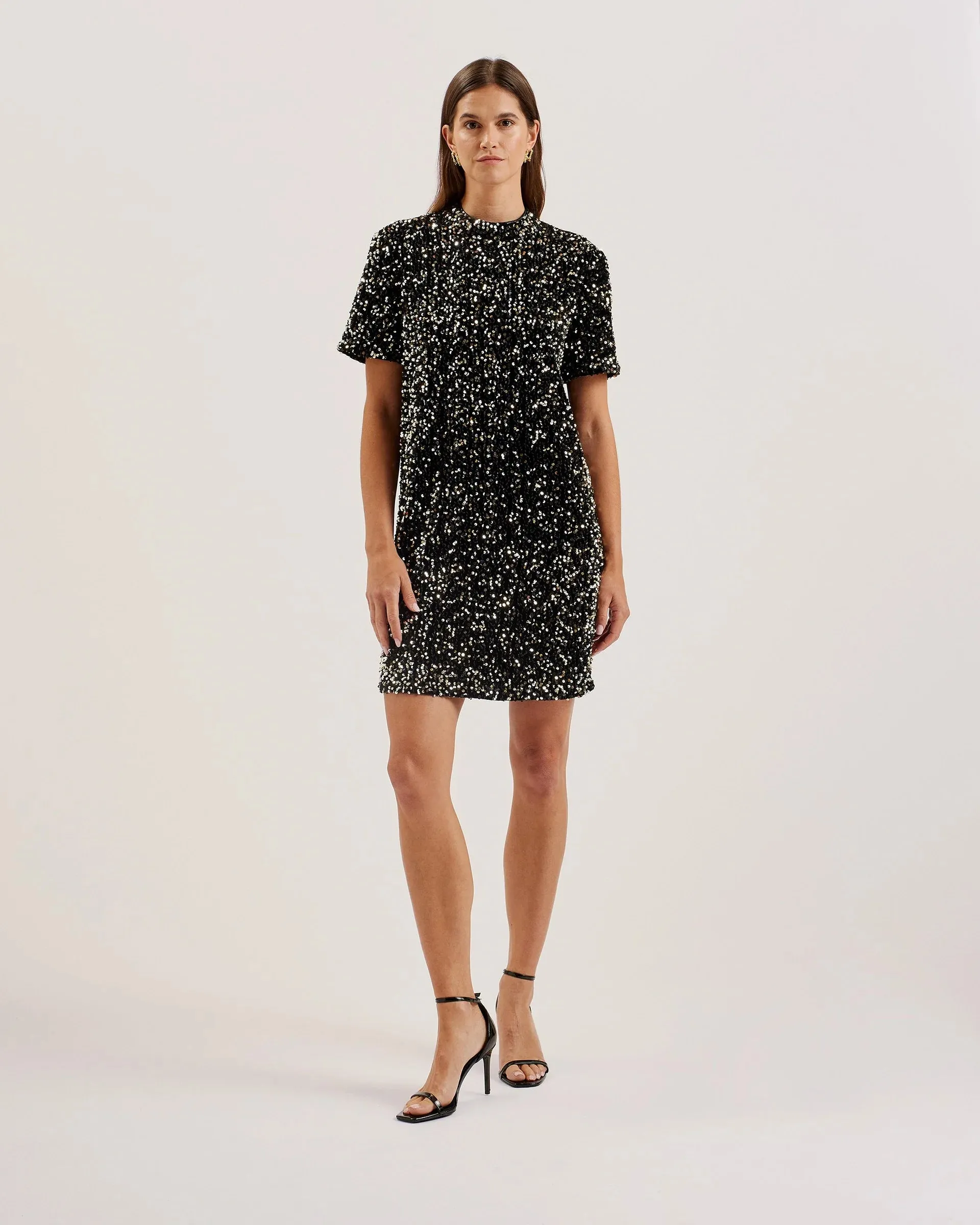 Ted Baker Audriyy Velvet Sequin T-Shirt Mini Dress | Black