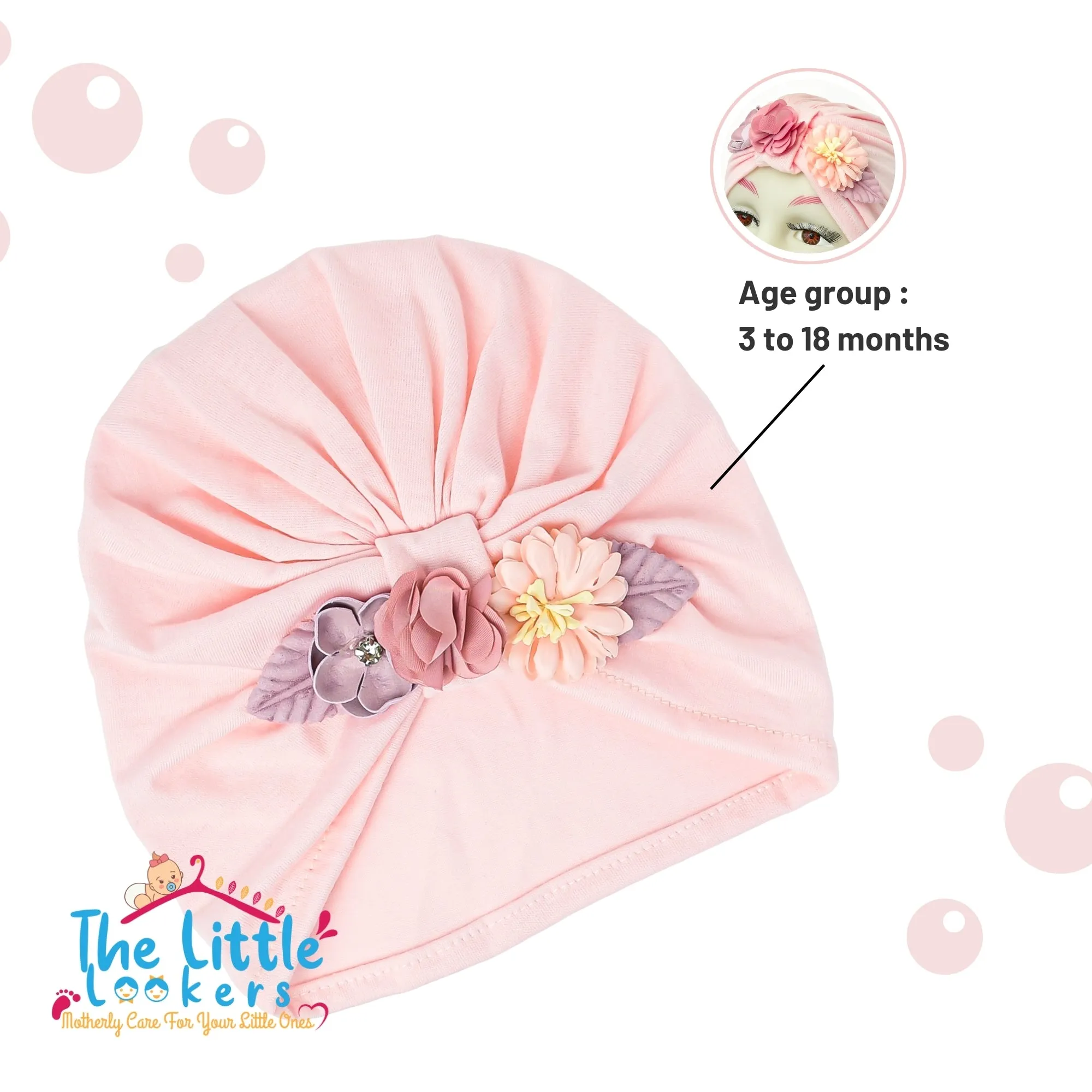 THE LITTLE LOOKERS Unisex Soft Printed Turban Cap, Baby Headwear | Suitable for 3 to 18 Months Baby