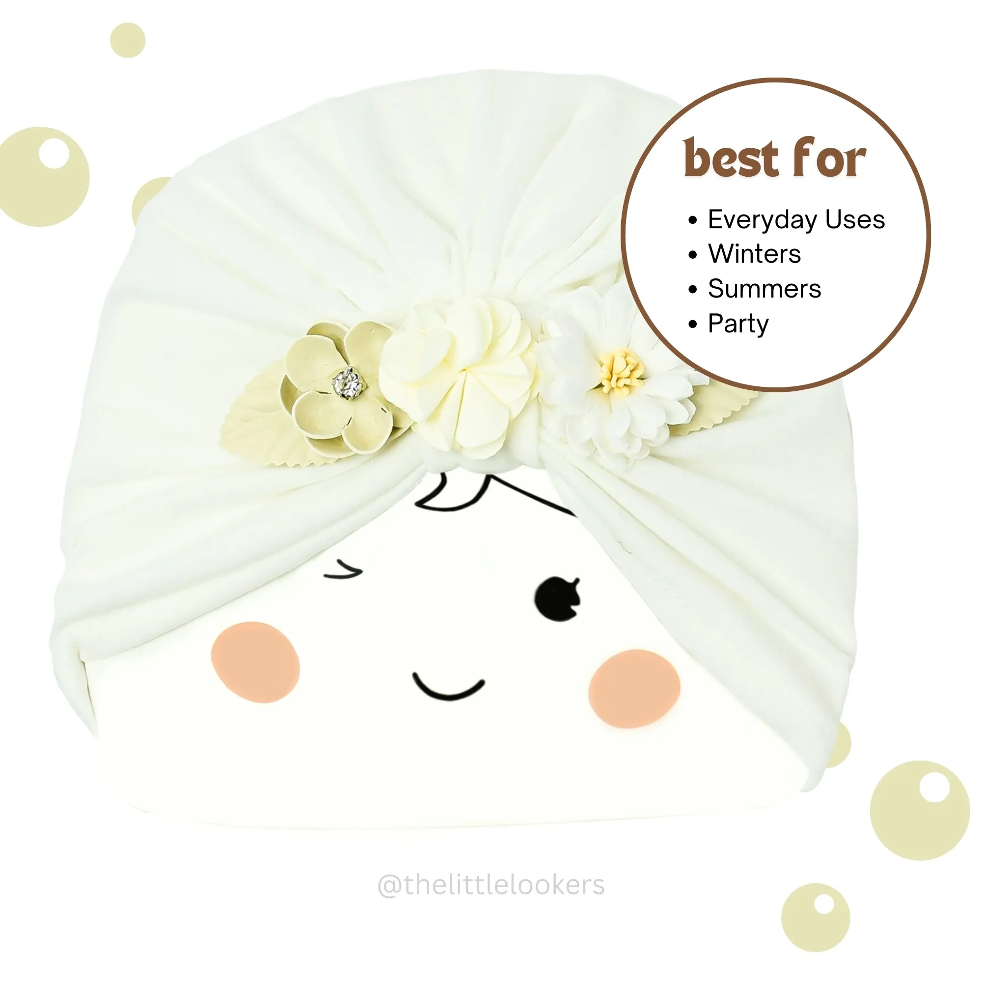 THE LITTLE LOOKERS Unisex Soft Printed Turban Cap, Baby Headwear | Suitable for 3 to 18 Months Baby