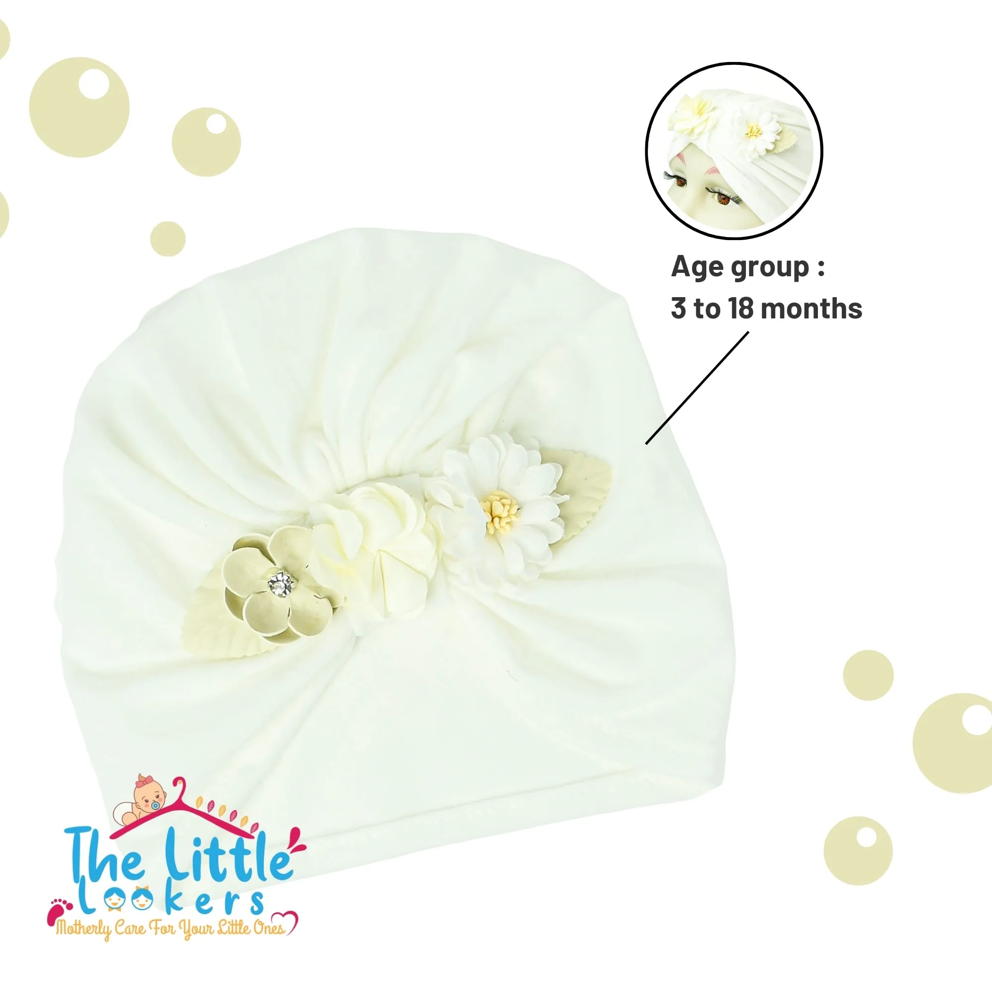 THE LITTLE LOOKERS Unisex Soft Printed Turban Cap, Baby Headwear | Suitable for 3 to 18 Months Baby