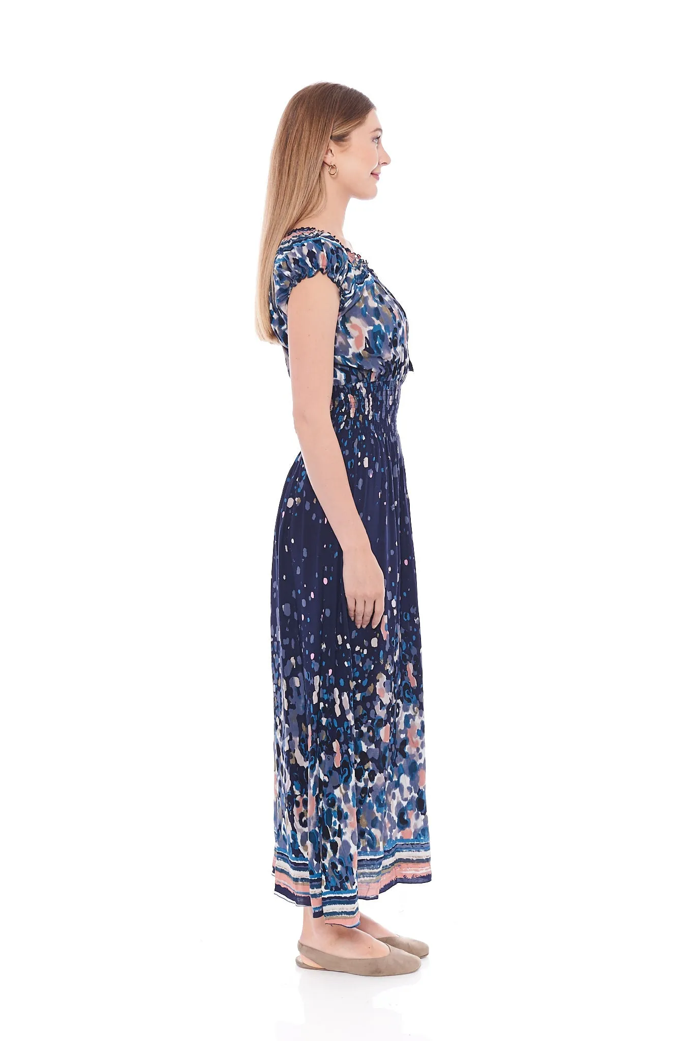 THE PLEATED MAXI DRESS IN INDIGO PRINTS