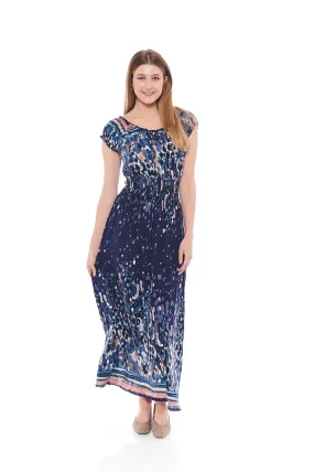 THE PLEATED MAXI DRESS IN INDIGO PRINTS