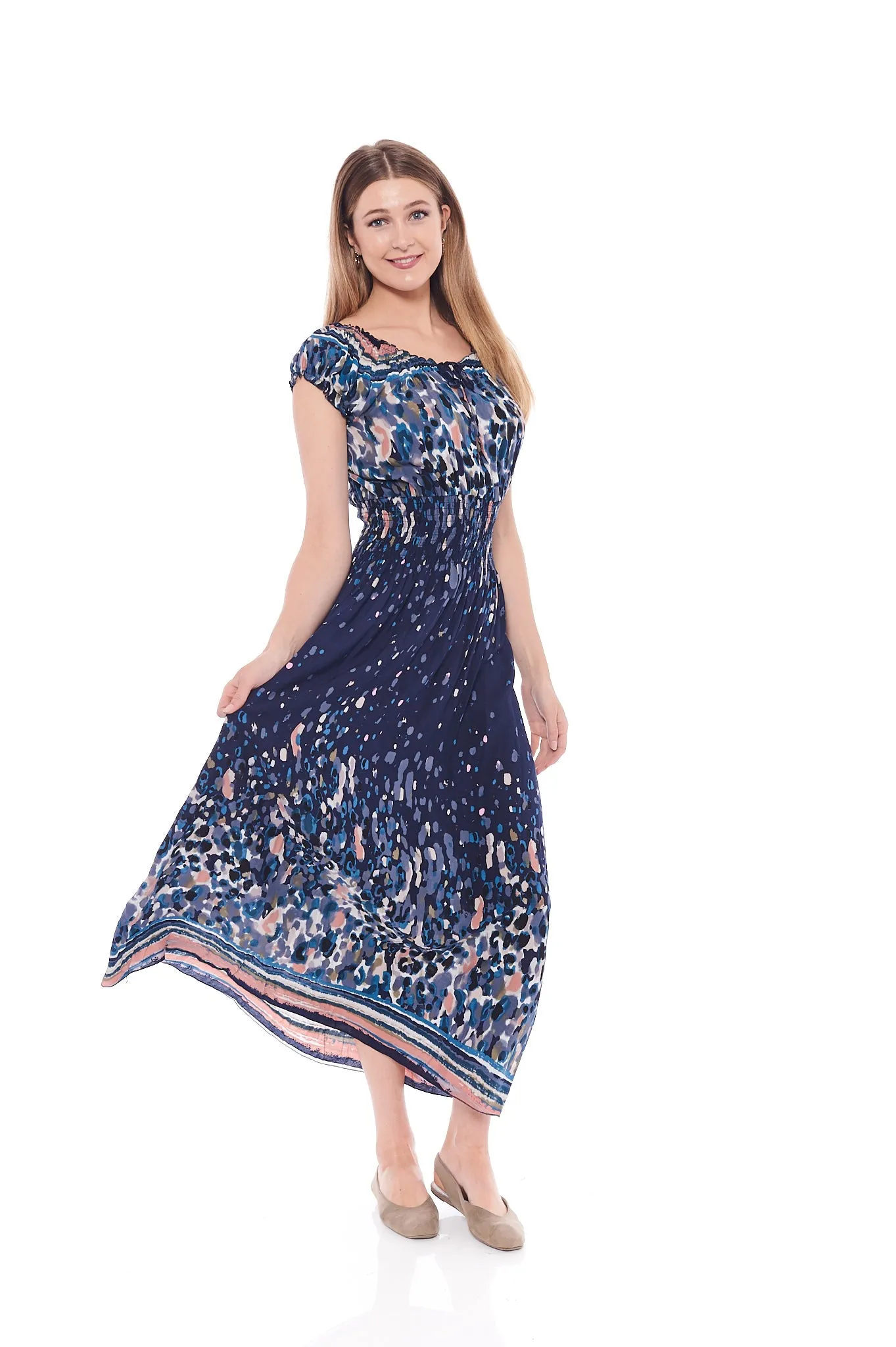 THE PLEATED MAXI DRESS IN INDIGO PRINTS