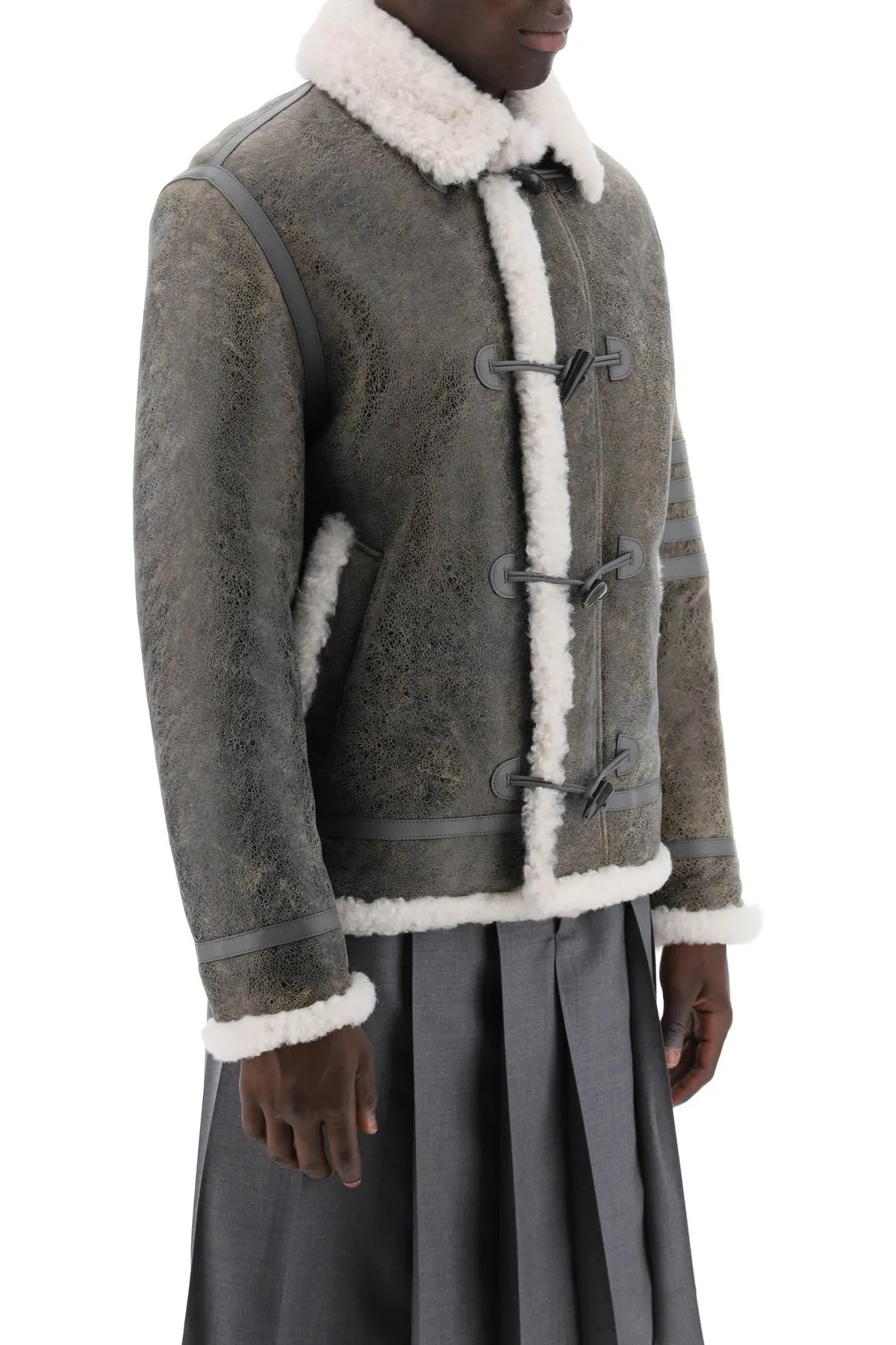 Thom Browne shearling cropped montgomery jacket