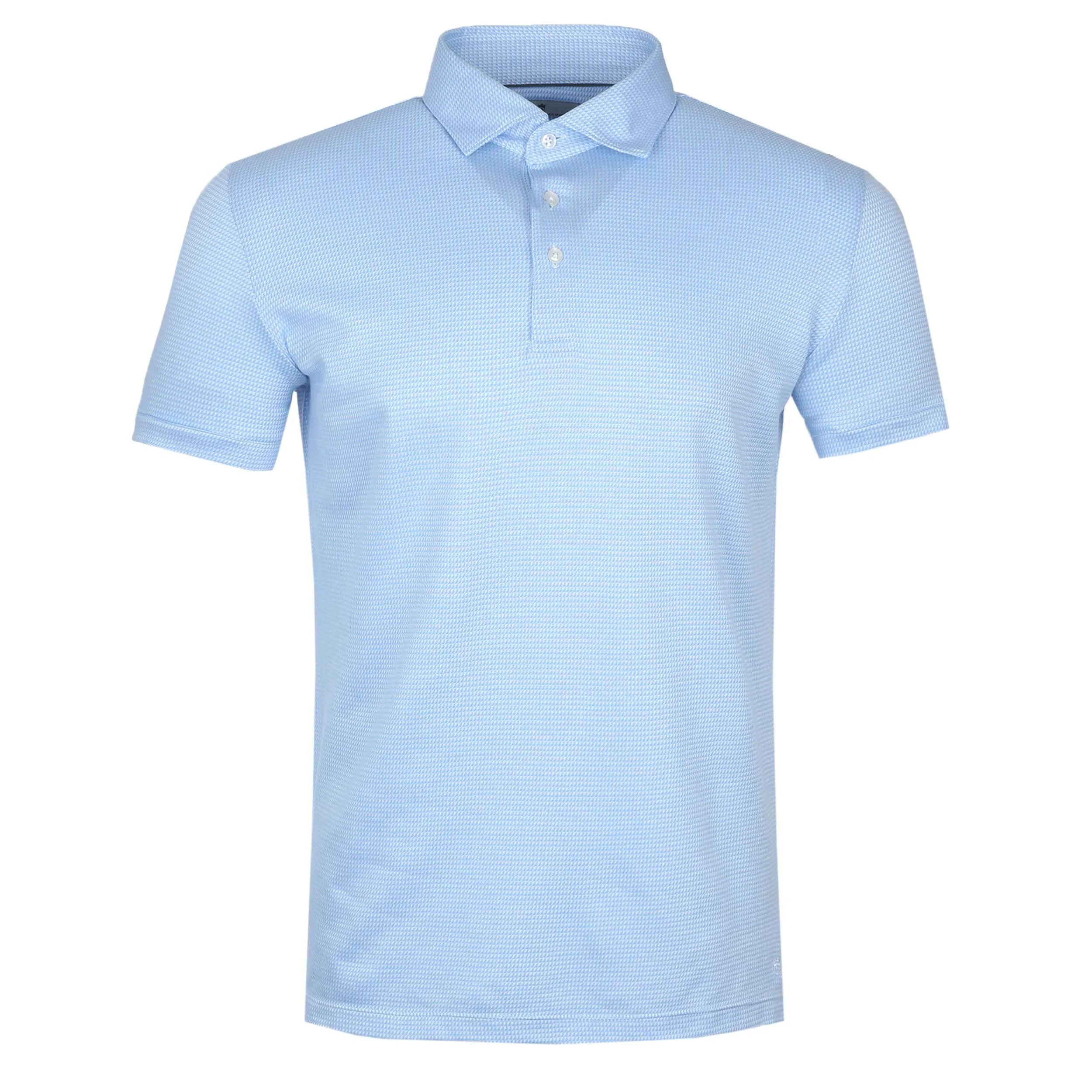 Thomas Maine Birdseye Pattern Knitted Polo Shirt in Sky Blue