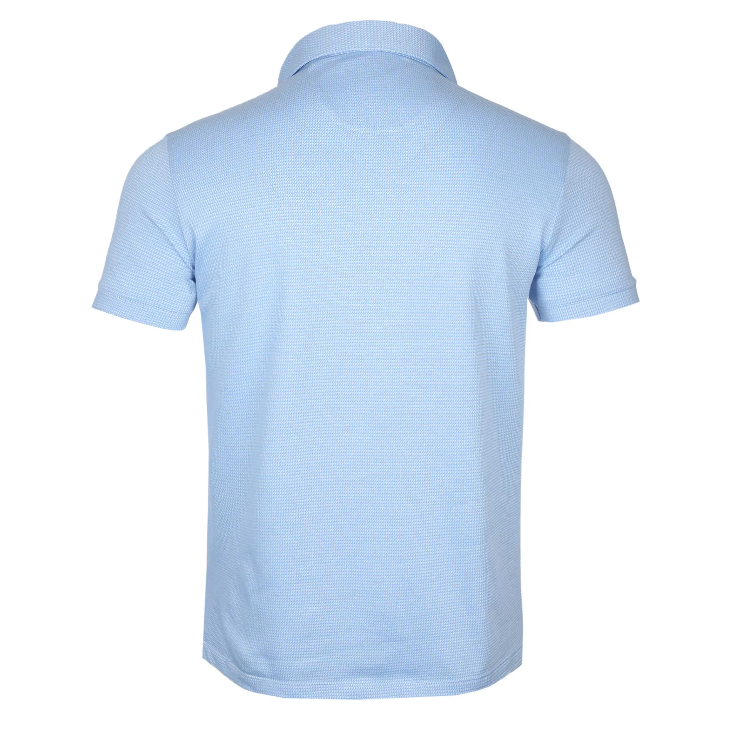 Thomas Maine Birdseye Pattern Knitted Polo Shirt in Sky Blue