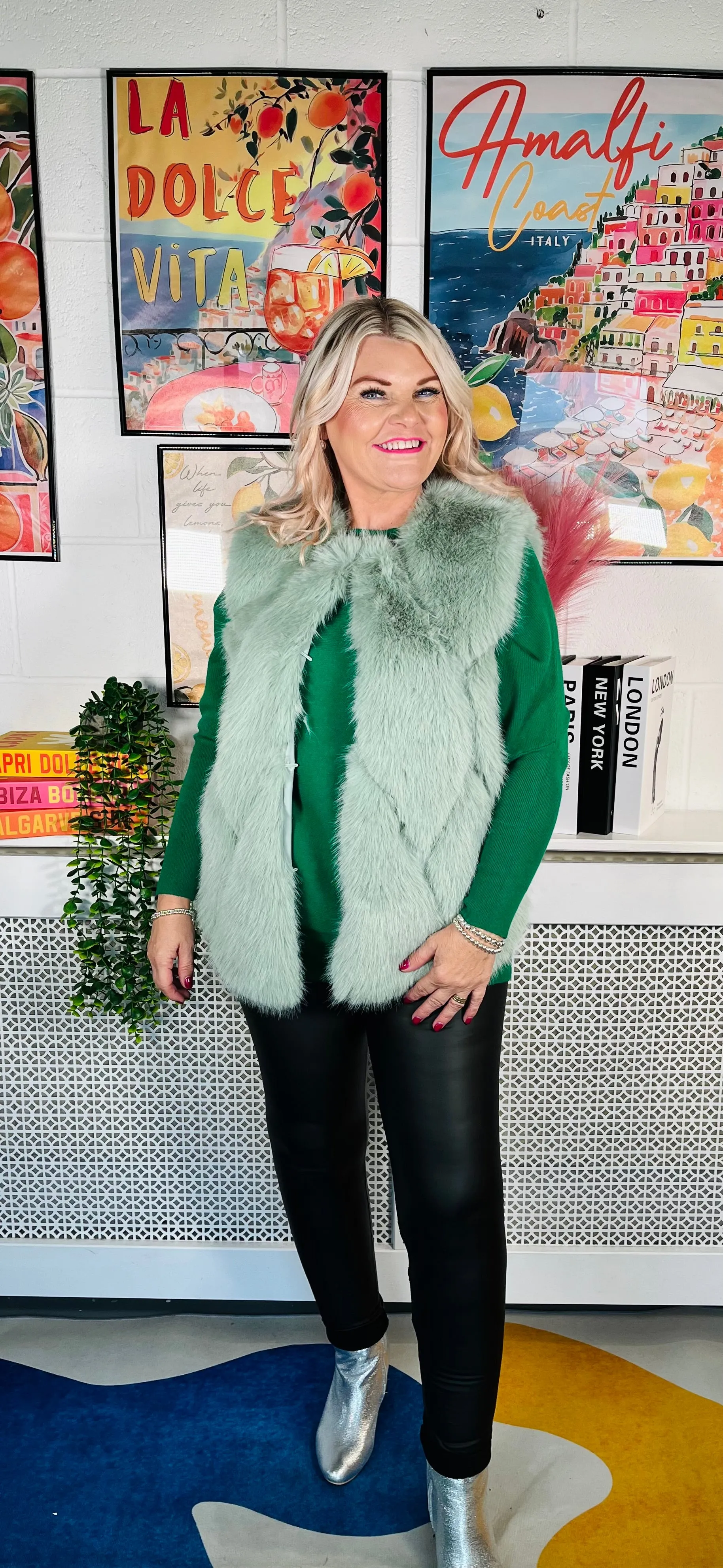 Tiffany Faux Fur Gilet - Mint