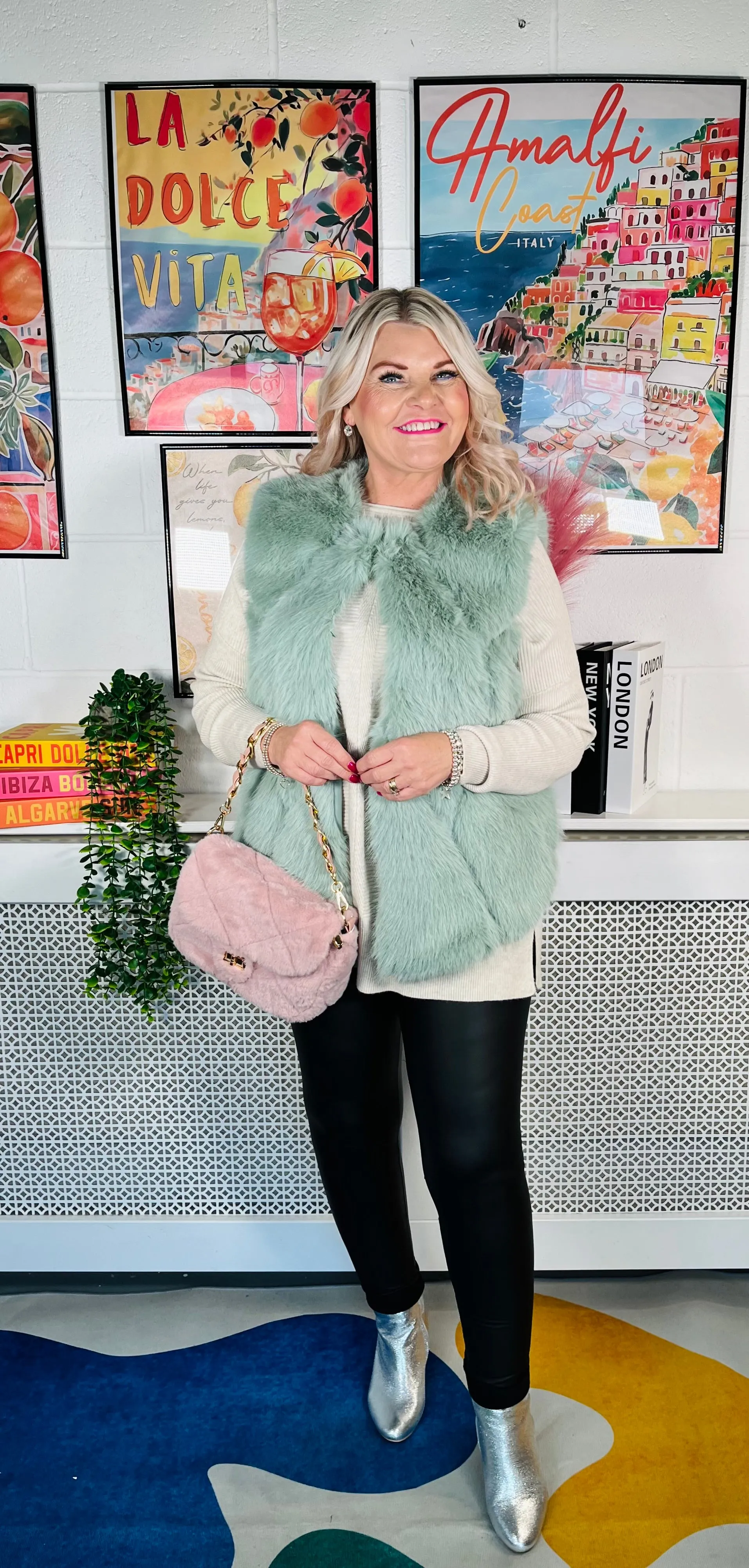 Tiffany Faux Fur Gilet - Mint