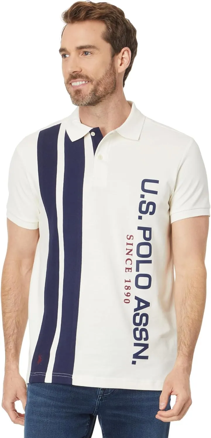 U.S. Polo Assn. Short Sleeve Slim Fit Vertical Color-Block Knit Polo Shirt