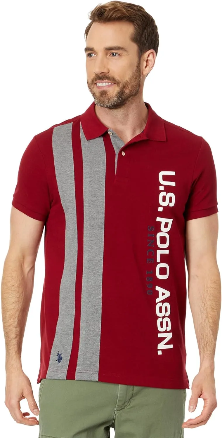 U.S. Polo Assn. Short Sleeve Slim Fit Vertical Color-Block Knit Polo Shirt