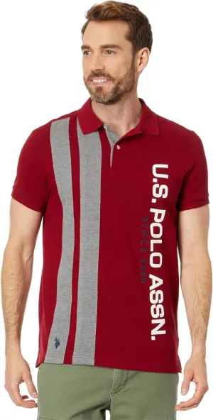 U.S. Polo Assn. Short Sleeve Slim Fit Vertical Color-Block Knit Polo Shirt