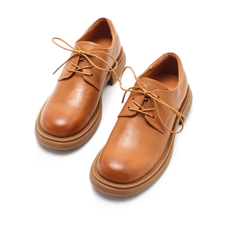 Vegetable Tanned Leather Derby Shoes Lace Up Oxfords in Brown/Khaki/Black