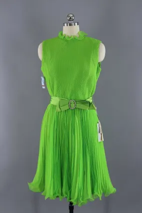 Vintage 1960s Lime Green Cocktial Dress with Original Tags