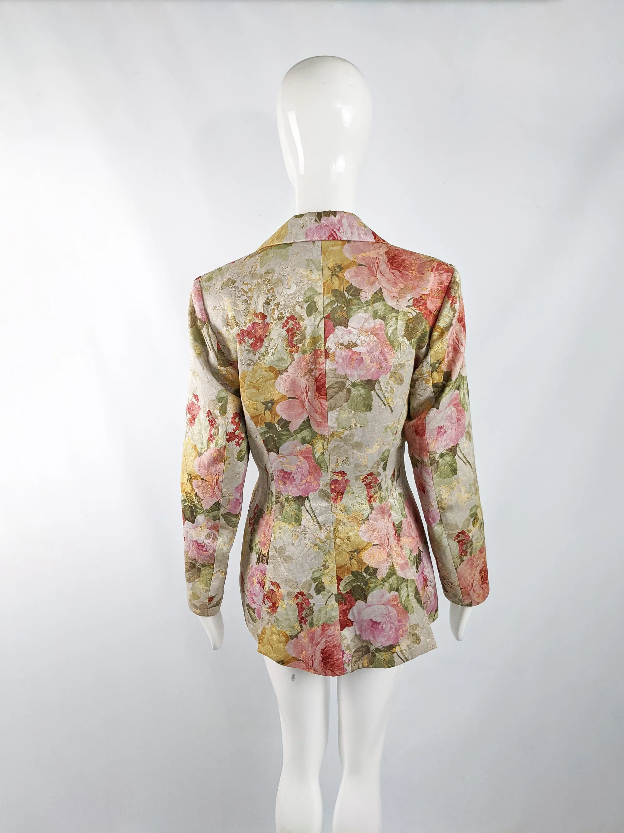 Vintage Womens Floral Peony Jacquard Blazer, 1990s