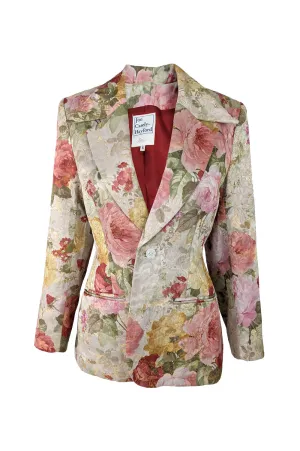 Vintage Womens Floral Peony Jacquard Blazer, 1990s