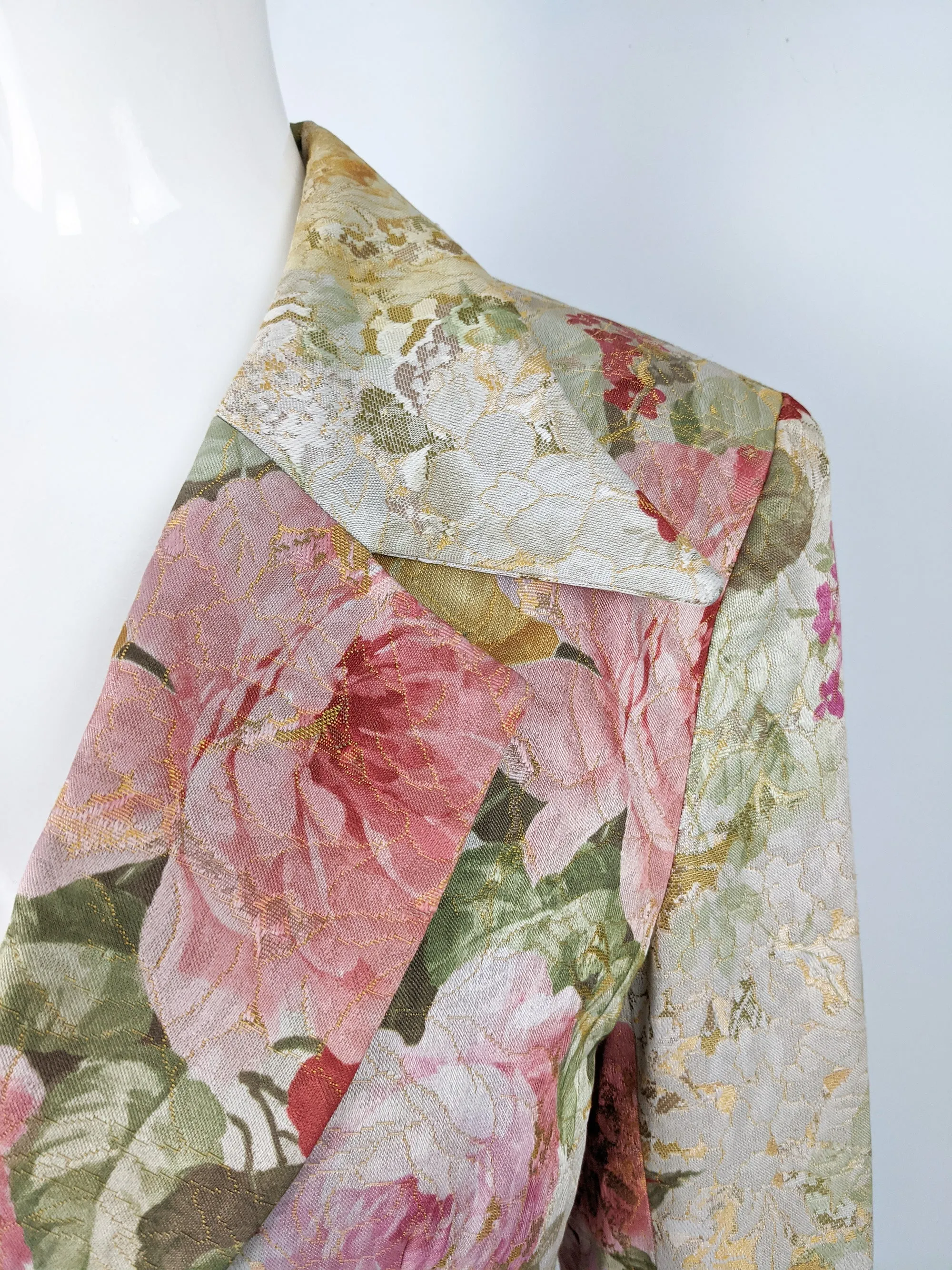 Vintage Womens Floral Peony Jacquard Blazer, 1990s