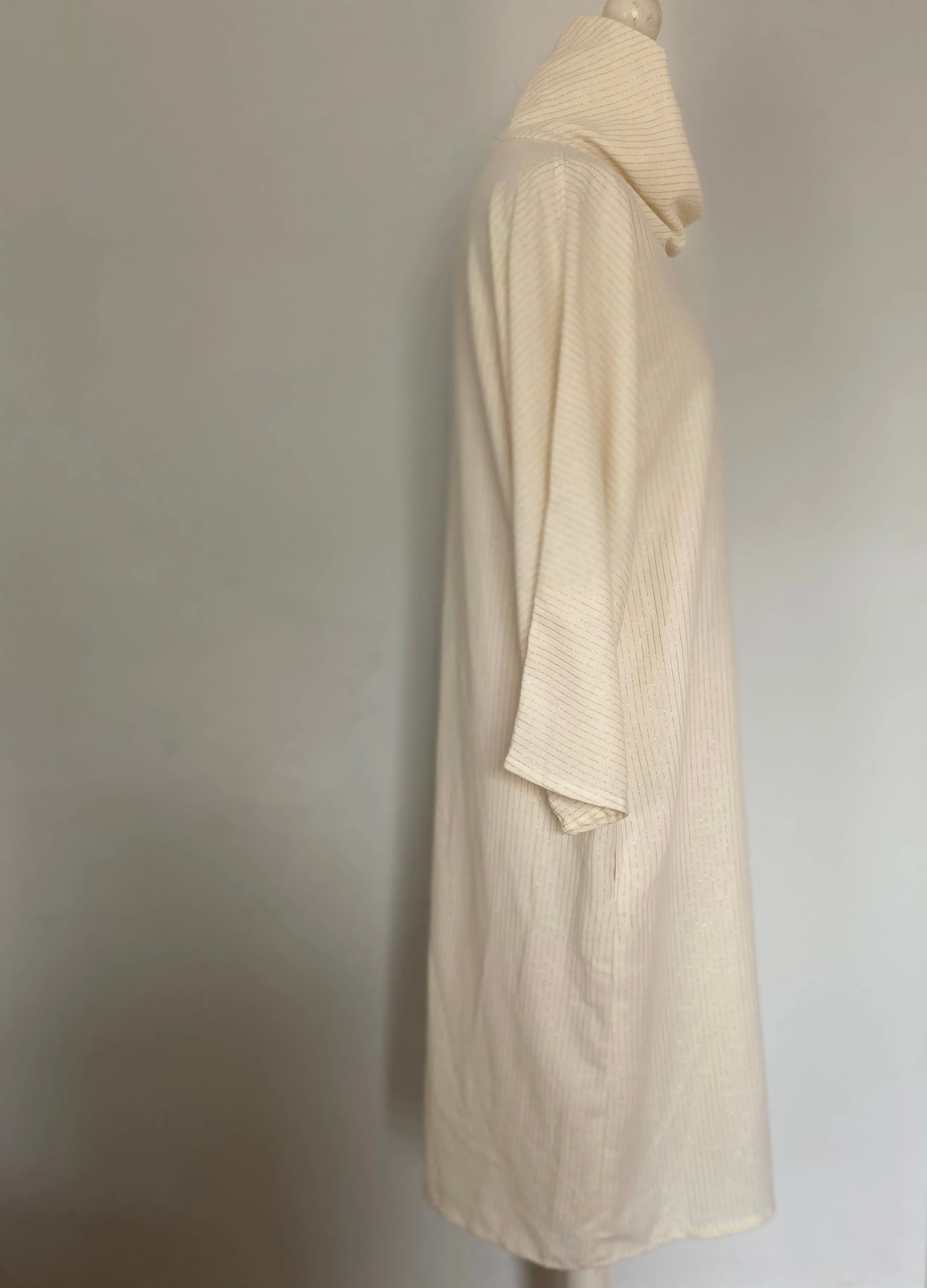 Wallis funnel neck cream and gold eighties dress size medium