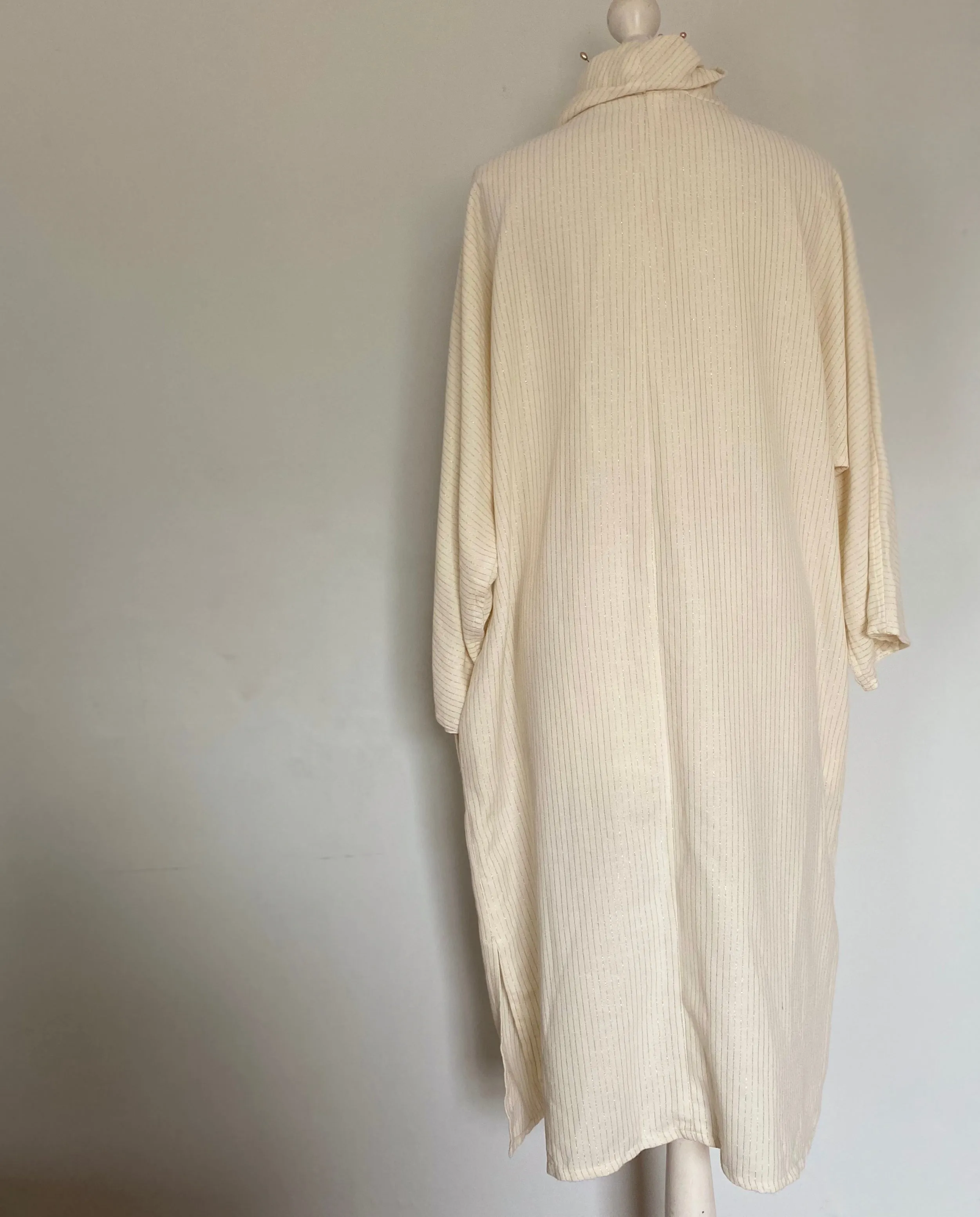 Wallis funnel neck cream and gold eighties dress size medium