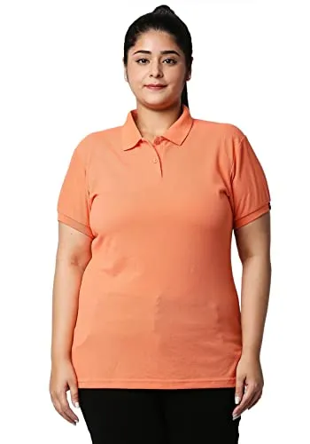 Wear Your Opinion Womens Polo Collar Neck T-Shirt Top (Design: Solid,Carrot,Small)