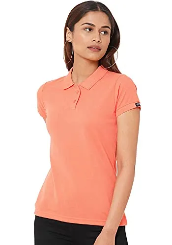 Wear Your Opinion Womens Polo Collar Neck T-Shirt Top (Design: Solid,Carrot,Small)